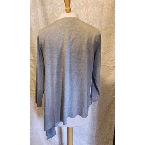 T49 NVELOP gray asymmetrical t-shirt knit 3/4 sleeves Unique versatile style - Picture 8 of 12